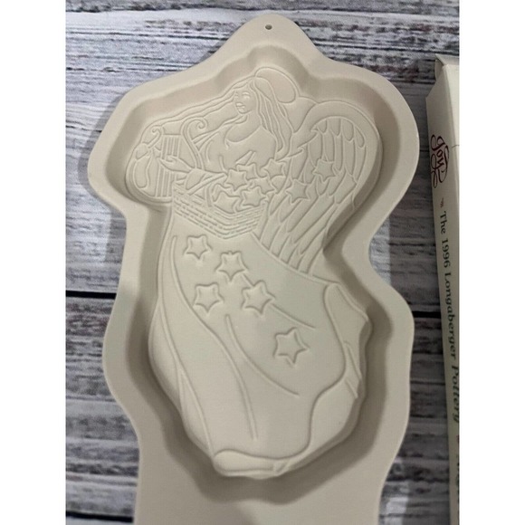 Vintage Longaberger Pottery Cookie Mold Christmas Angel JOY Bakeware 1996 USA - Picture 5 of 9